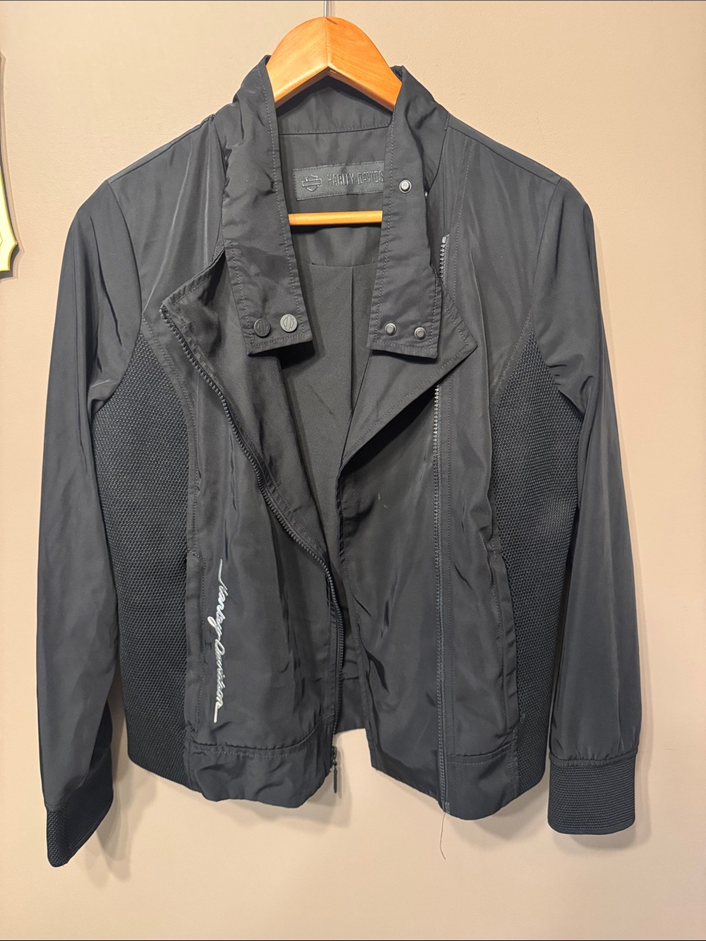 Harley-Davidson Black Women's Mesh-Panel Bomber Jacket